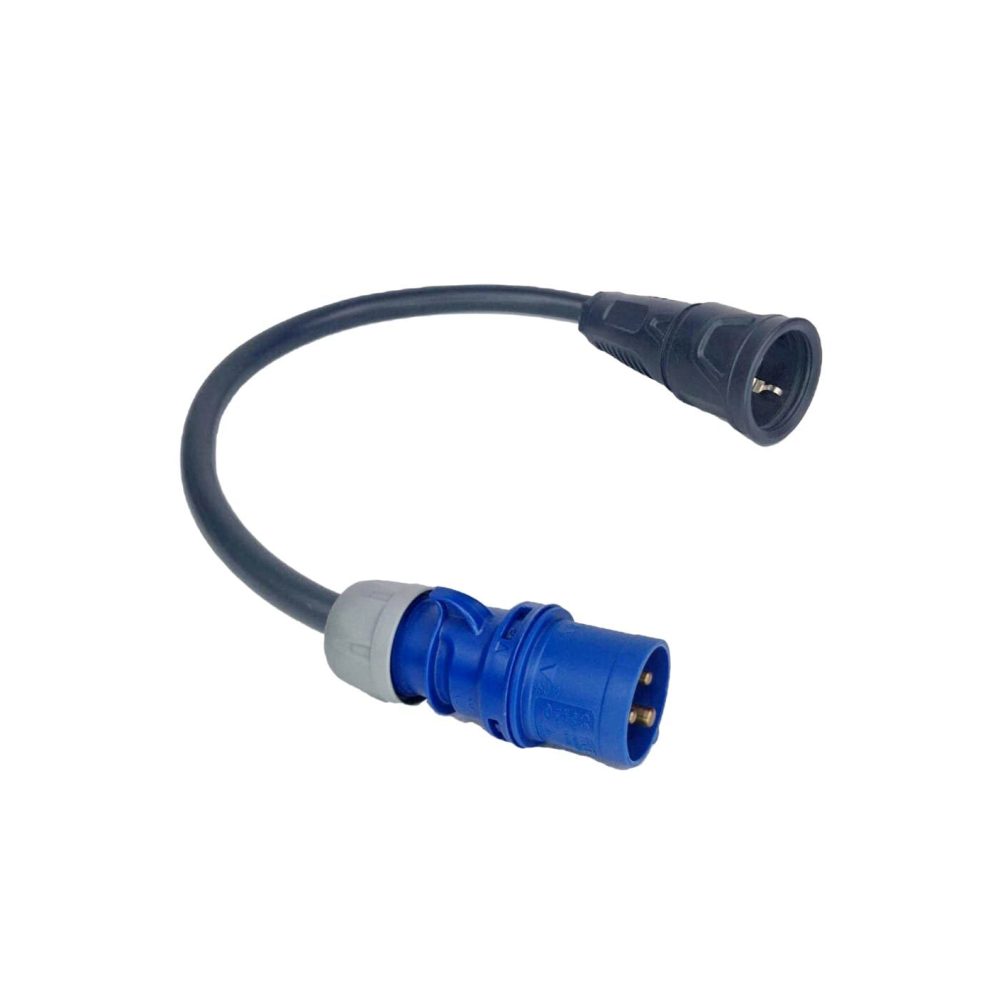 ADAPTADOR SCHUKO FÊMEA – CEE 16A MONOFÁSICO – (3.7KW) MACHO